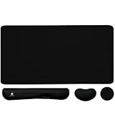 4-in-1 Large Gaming Mouse Pad, Keyboard Wrist Rest Pad &amp; Wrist Support Mousepad Set, Extended Des...