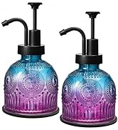 SheeChung Vintage Soap Dispenser, Kitchen Dish Soap Dispensers with Pump Mat, Glass Hand Soap Dis...