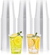 100 Pack 12 OZ Clear Plastic Cups, Cold Party Drinking Cups, Clear Disposable Cups Fruit/Ice Crea...