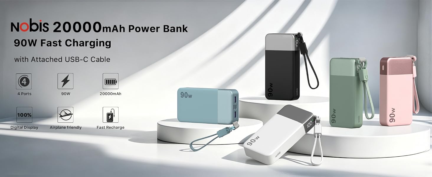 Nobis 20000mAh Power Bank 90W Fast Charging
