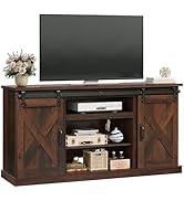 WLIVE Farmhouse TV Stand for TVs up to 65", Modern Media TV Console with Sliding X-Shaped Barn Do...