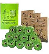 Eco Green Living Plastic Free Dog Waste Bags, Dog Poo Bags Designed to Break Down Naturally, Stro...