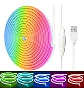 XINGZHI 16.4FT RGB Neon Light Strip, 5V USB Led Strip Lights with Touch Controller, Flexible Neon...