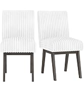 Giantex Fabric Upholstered Dining Chairs Set of 2, Channel Tufted Kitchen Chair w/ 6" Thick Padde...