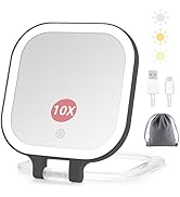 DESCHEN Rechargeable Travel Makeup Vanity Mirror with Lights and Magnification, 7" Portable 1X/10...