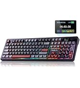 AULA F106 PRO Wireless Mechanical Keyboard, 104 Keys Gaming Keyboard with Knob &amp; Screen, Tri-Mode...