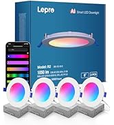 Lepro R2 AI Smart LED Recessed Lighting 6 Inch - LLM AI Lighting with Music Sync, Mood Recog. Dim...