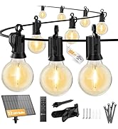 Brightown 108FT 52 LED Solar String Lights Outdoor with Remote &amp; USB Port, Shatterproof Bulbs, Di...