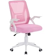 VECELO Mid-Back Swivel Ergonomic Office Chair with Adjustable Arms Mesh Lumbar Support for Comput...