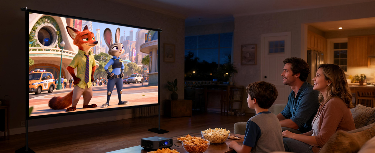 120 Inch Indoor Outdoor Projector Screen with Stand for Home Theater Backyard Movie Night