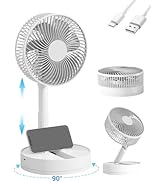 KASYDoFF Desk Fan, 8-Inch Oscillating Portable Fan Rechargeable, 24H Run, 90° Rotate Small Fan fo...