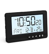 AMIR Travel Alarm Clock, LCD Display Digital Clock, 5-Minute Snooze, 5-Second Backlight, 2 Alarms...