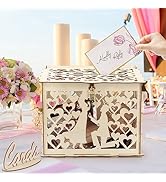 Noamus Wedding Card Box with Lock, 12" Wooden Wedding Money Box Holder with Sign, Rustic Receptio...