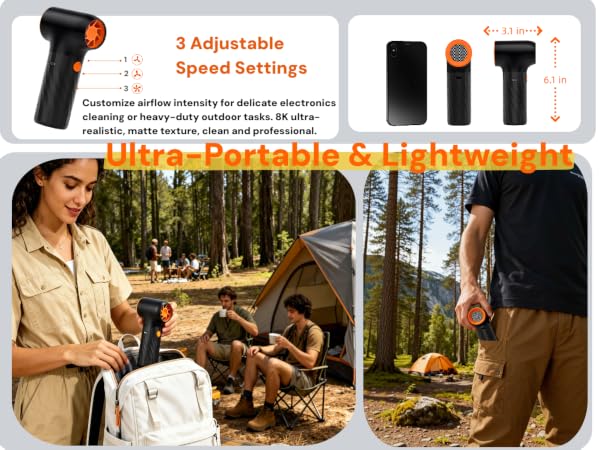Multifunctional Electric Air Duster &amp;amp; Blower: 130000RPM High-Power PC Cleaner, 3 Speeds,