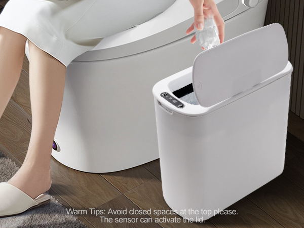 5 Gallon automatic white bathroom trash can