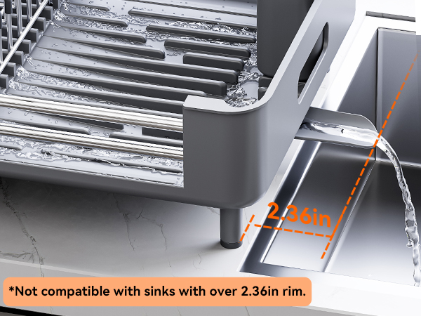 Not compatible with sinks with over 6cm/2.36in rim