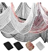 NEBURORA Halloween Creepy Cloth 4pcs Black White Blood Red Halloween Spooky Gauze Cloth 72x30inch...