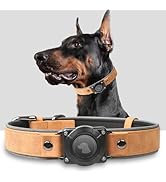AirTag Dog Collar - Leather Dog Collar with Air Tag Holder | IPX8 Waterproof, Reflective, High - ...