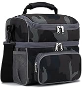 FlowFly Double Layer Cooler Insulated Lunch Bag Adult Lunch Box Large Tote Bag for Men, Women, Wi...