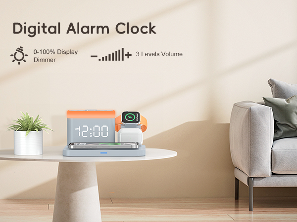 ANJANK Wireless Charging Staion with Alarm Clock