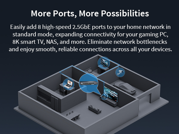 Standard Mode on the Ethernet Switch Adds Eight 2.5GbE LAN Ports to Your Network