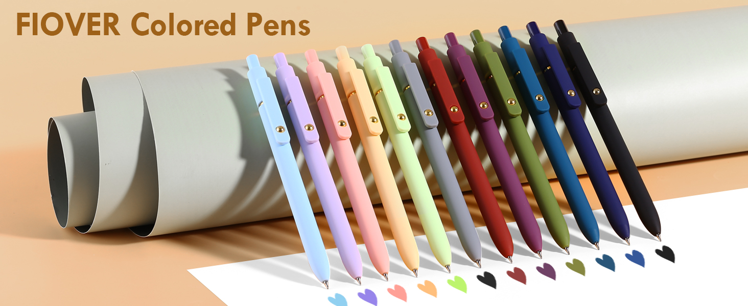 FIOVER Colored Pens, 6 Pack Colorful Gel Pens