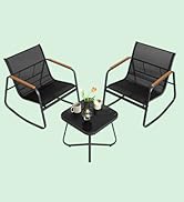 SONGMICS 3-Piece Patio Furniture Set, Garden Coversation Set, 2 Rocking Chairs, Table, Outdoor La...