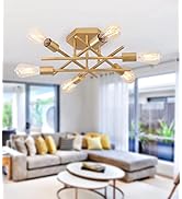 AIHYING Semi Flush Mount Modern Ceiling Light Fixture, Gold 6-Light Modern Mid-Century Chandelier...
