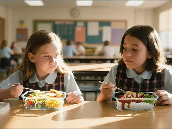 Glass food storage container with lids