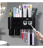 Wekity Multifunctional Wall-Mounted Toothbrush Holder, Automatic Toothpaste Dispenser Space Savin...