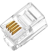 XANHAM RJ9 4P4C Connectors(100 Pieces Pack) Telephone Cord Cable Male Plug, AV00405