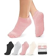yeuG Non Slip Pilates Socks with Grips for Women, Grip Socks for Yoga Ballet Barefoot Workout Ant...
