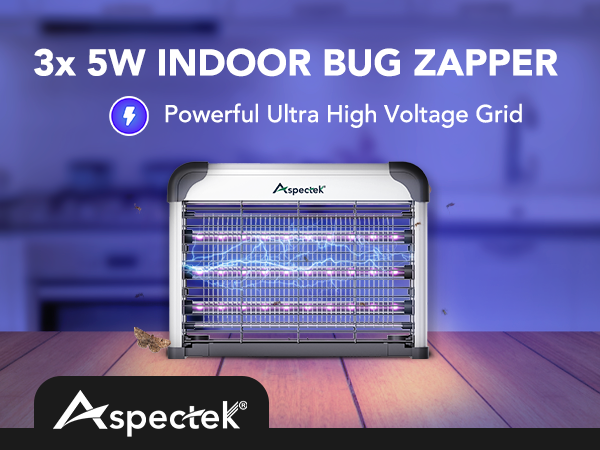 Aspectek indoor electric bug zapper with high voltage grid, child-safe and pet-safe insect killer
