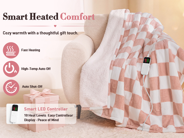 pink heated blanket