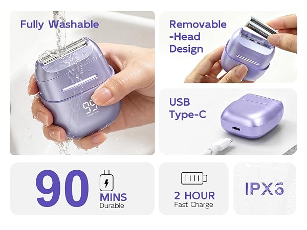 90 mins durable, 2-hour fast charge. Fully washable design.
