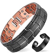 MagEnergy Copper Bracelet for Men, 3X Strength Magnetic Bracelet with 99.99% Pure Copper Ring &amp; 3...