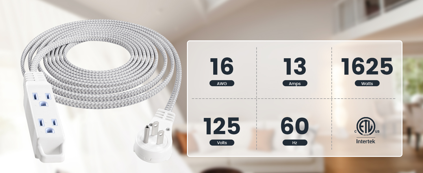 Extension Cord with 360° Flat Plug