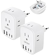 2 Pack European Travel Plug Adapter, LENCENT International Type-C Foldable Power Plug with 4 Outl...