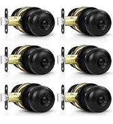 Estmoon 6 Pack Door Knobs, Matte Black Privacy Door Knob with Lock, Keyless Door Handle with Lock...