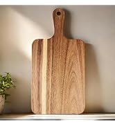 ZeQi Acacia Wood Cutting Board with Handle 13.7''X7'' / Charcuterie Board/Serving Board/Cheese, B...
