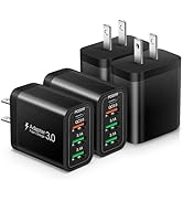 [4 Pack] USB-C Wall Charger, 35W 4-Port Quick 3.0+PD 3.0 Power Adapter, USB Fast Plug Charging Bl...