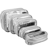 5 Pack Clear Toiletry Bag,TSA Approved Travel Makeup Pouch with Zipper for Cosmetics and Toiletri...