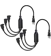 [2PACK] 1.5FT 1 to 3 Short Power Extension Cord Splitter - 18INCH 3 Prong 1 to 3Outlet Power Cord...