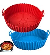 Viretec Air Fryer Silicone Liners 2Pcs, 8 Inch Reusable Silicone Pot for 3 to 5QT Air Fryer, Food...