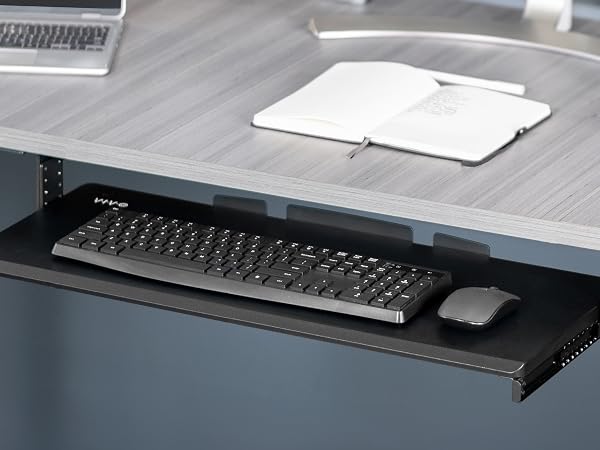 under desk mounted keyboard tray