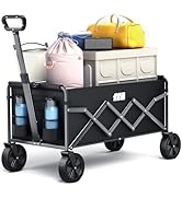 Collapsible Foldable Wagon, Foldig Wagon with Wheel Heavy Duty with 180lbs Weight Capacity Lightw...