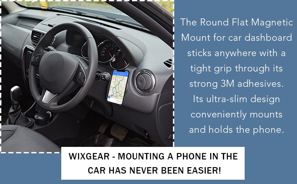 Round Flat-Stick Dashboard Magnetic Mount (2 Pack)