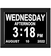 TSITSC 8" Dementia Clock, Digital Calendar Clock Date and Time Day of The Week Clock 8 Alarm Opti...