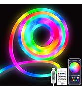 5M RGBIC LED Strip Lights, 5V Mardi Gras Outdoor Neon Rope Light with App/Remote Control, Color C...