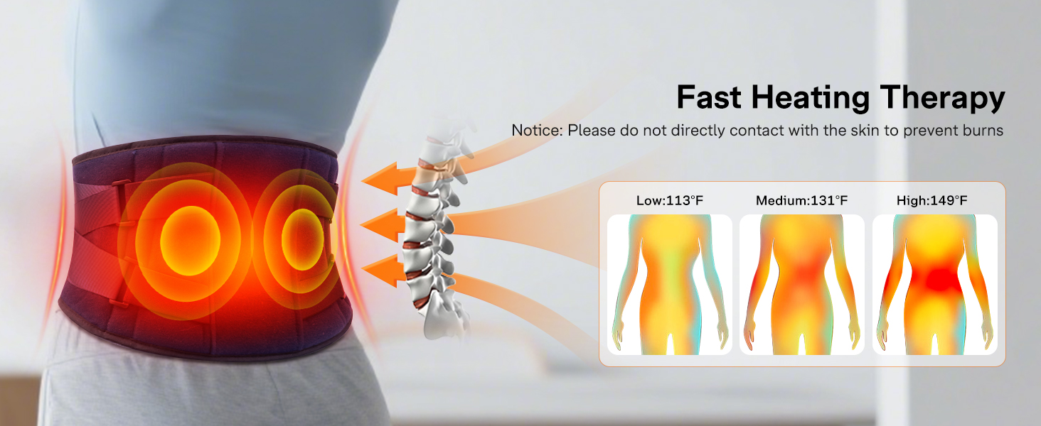 Cordless Heating Pad with Massager for Back Pain Relief